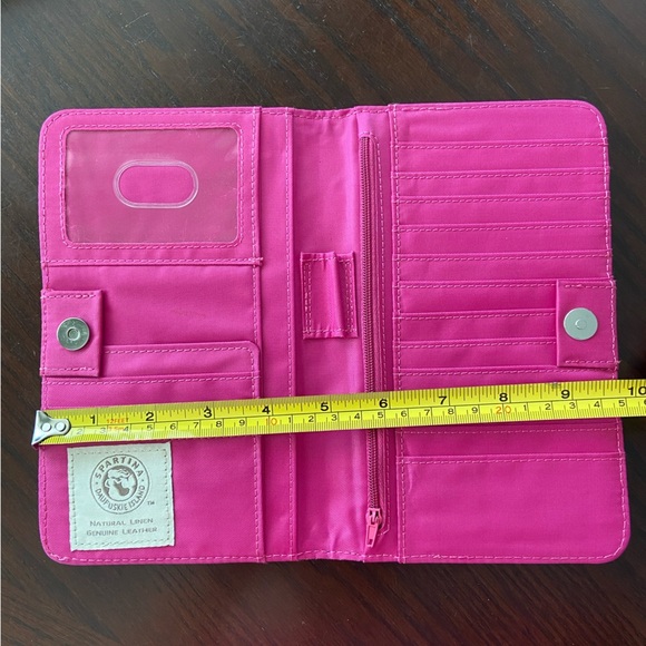 Spartina 449 Large BiFold Natural Linen Wallet Snap Close Floral - Picture 8 of 11